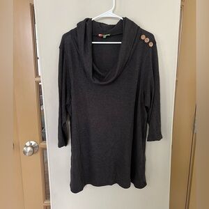 Fervor Womens 2XL Grey‎ Cowl Neck Tunic Pullover